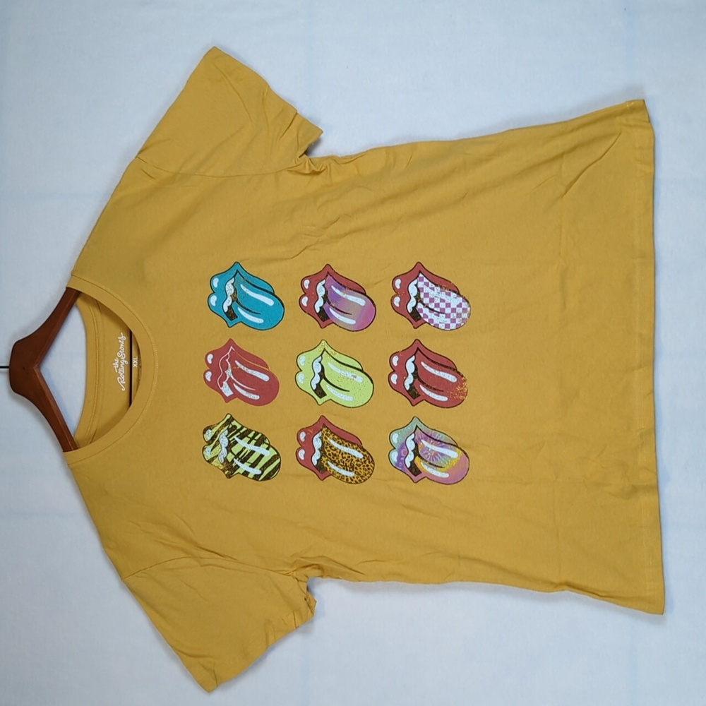 The Rolling Stones Yellow 1975 US Tour Retro Men's Shirt XXL